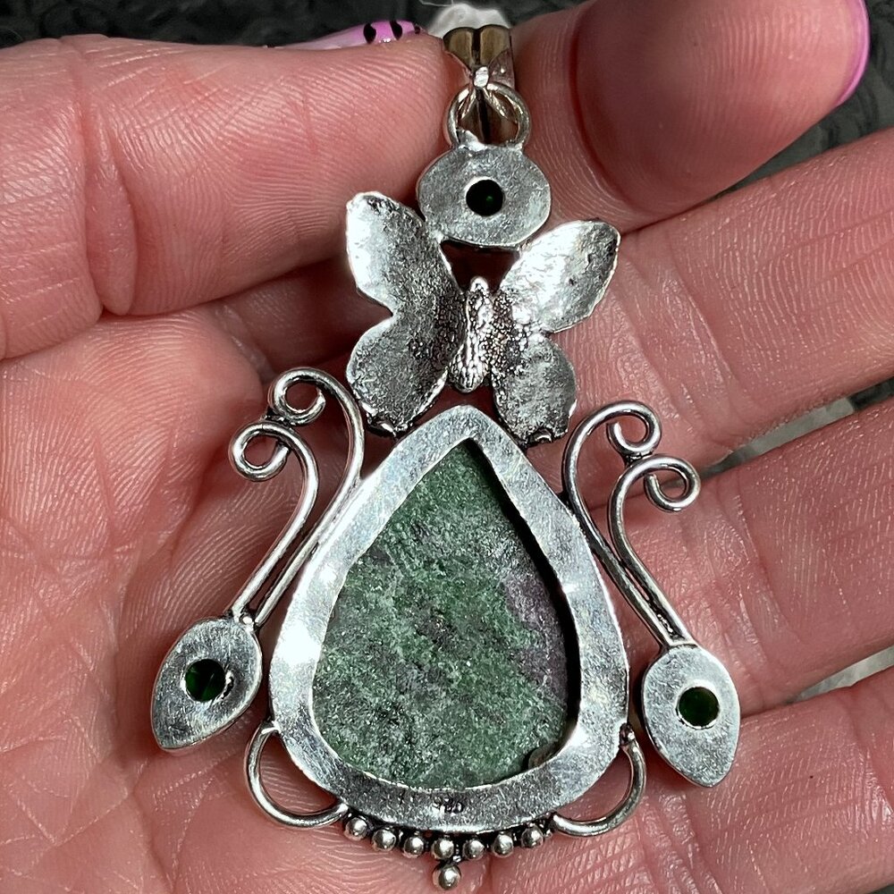 Sparkly Ruby Zoisite Butterfly Pendant Stone Crys… - image 4